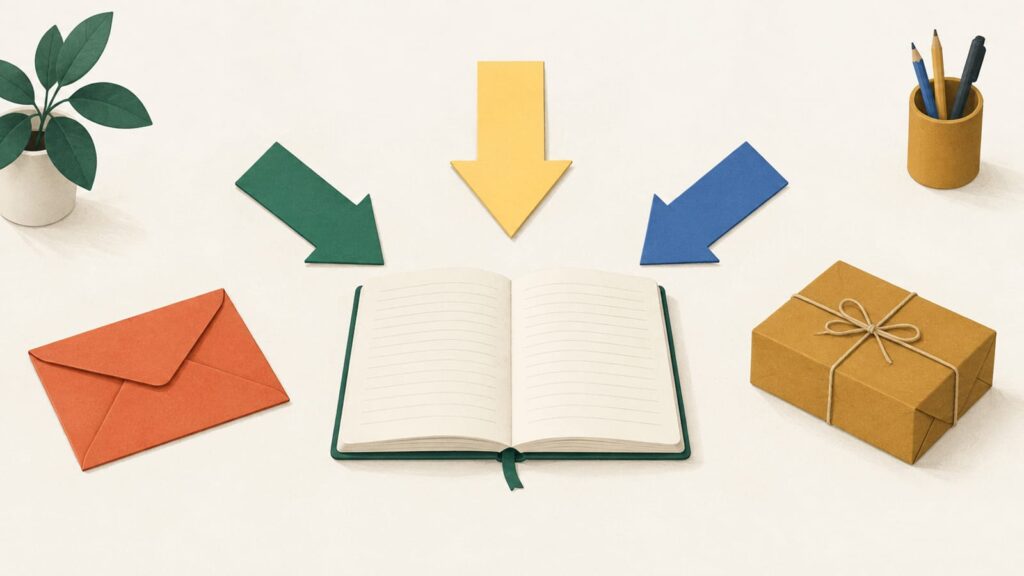 Illustration: Where should a pin link to? Match every pin to the right page